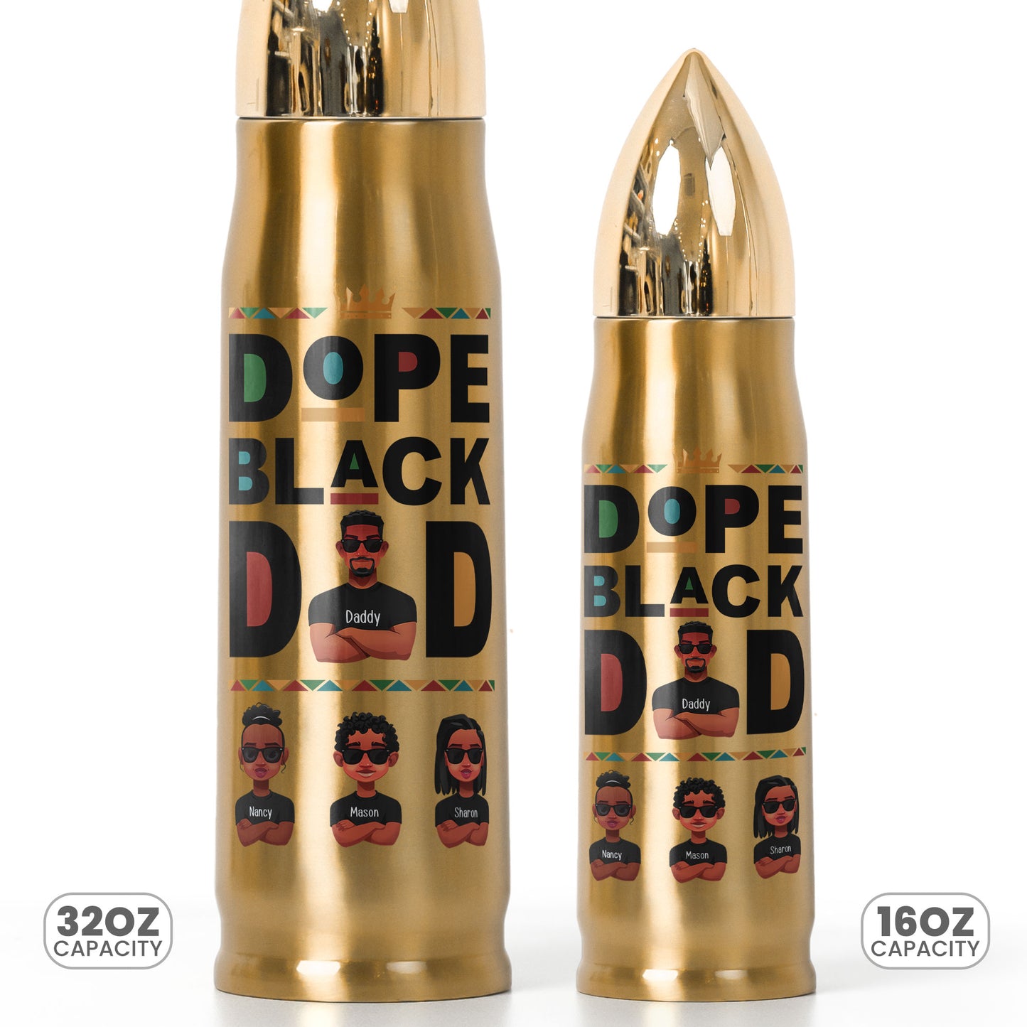 Bullet Tumbler Dope Black Dad - Personalized Bullet Tumbler