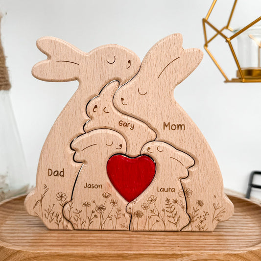 Bunny Family - Personalized Wooden Bunny Family Puzzle