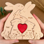 Bunny Family - Personalized Wooden Bunny Family Puzzle