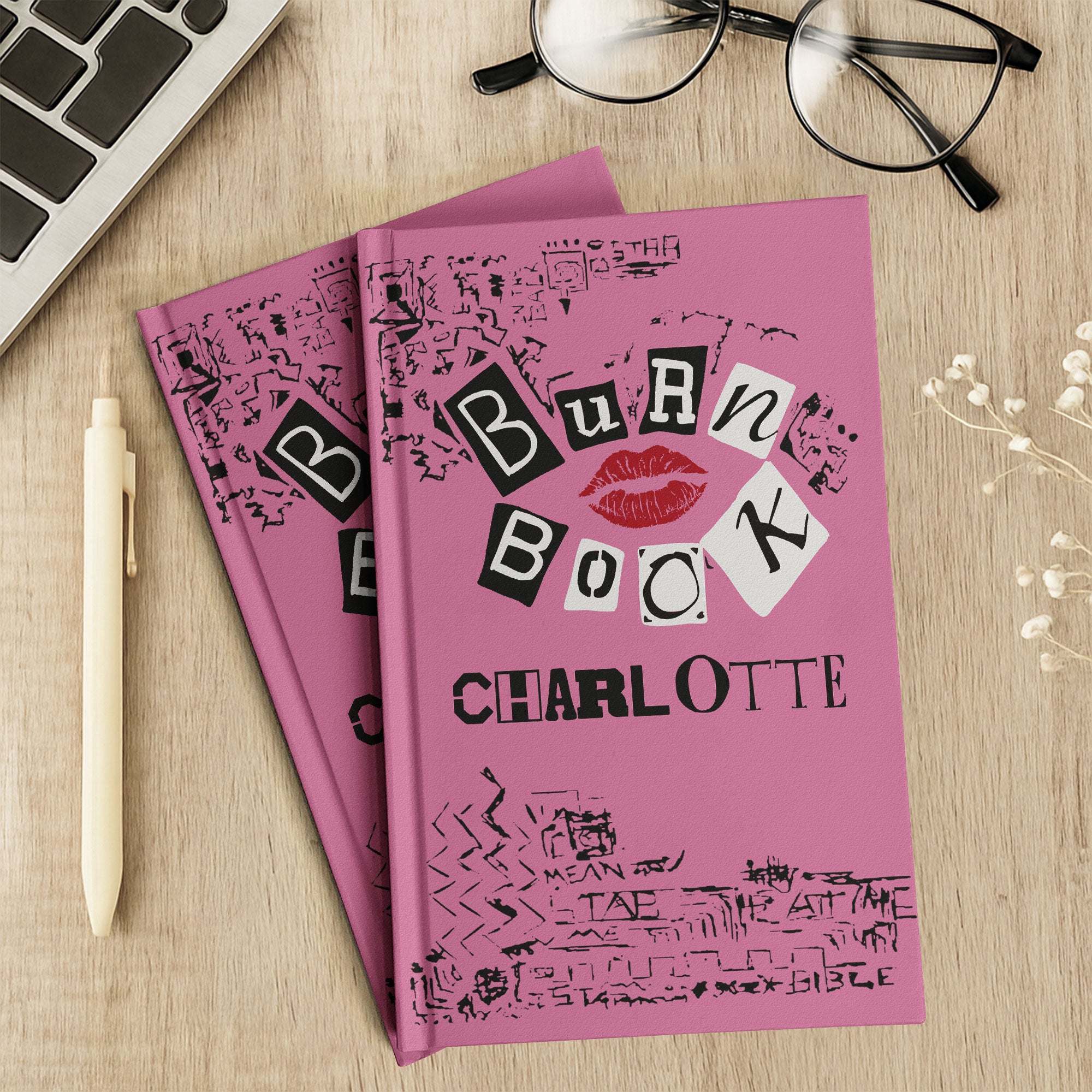 Burn Book Gifts For Girl, Daughters, Friends, Girlfriends - Custom With Her Name - Personalized Hardcover Journal
