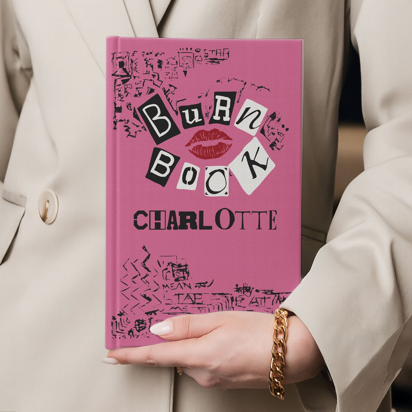 Burn Book Gifts For Girl, Daughters, Friends, Girlfriends - Custom With Her Name - Personalized Hardcover Journal