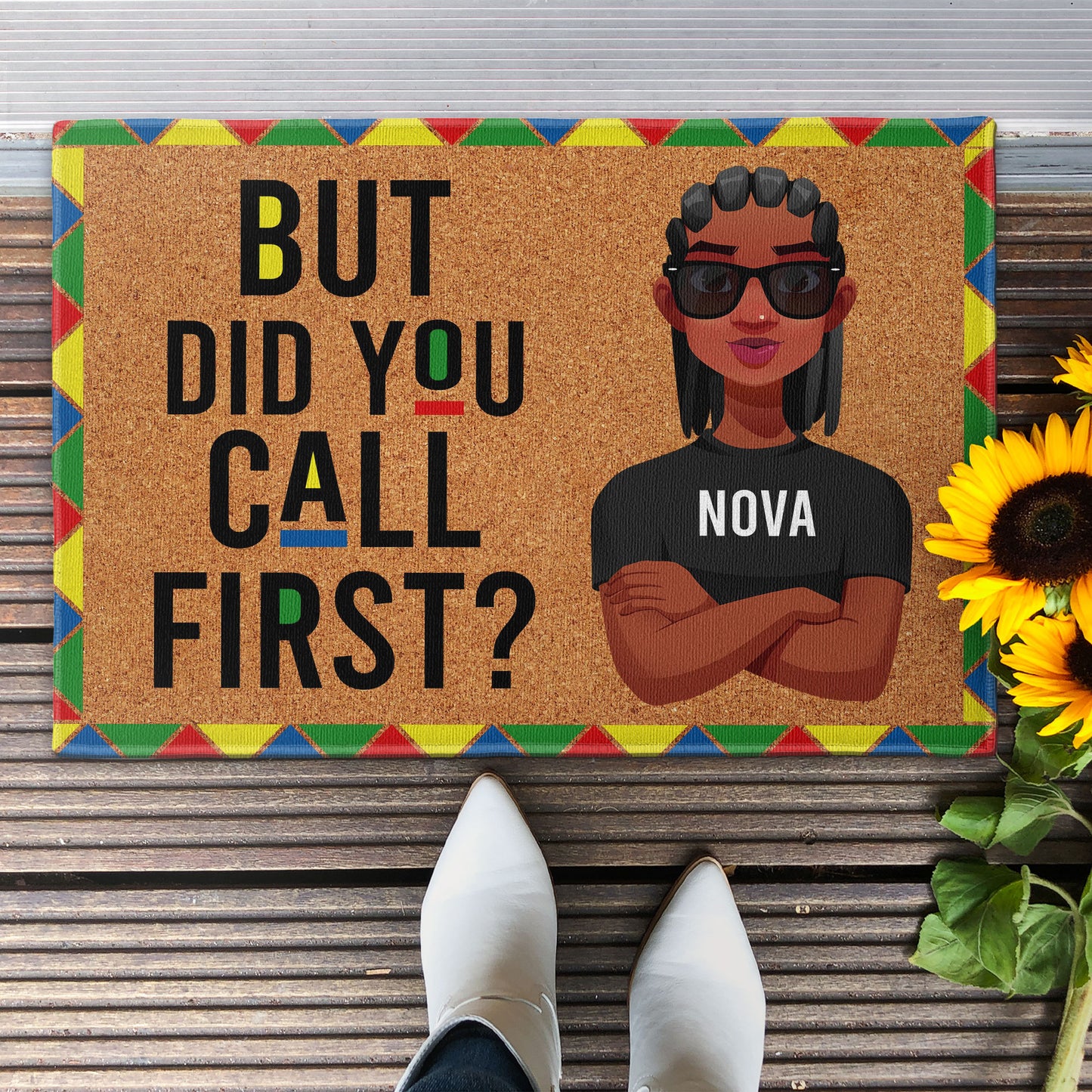But Did You Call First Black Woman - Personalized Doormat