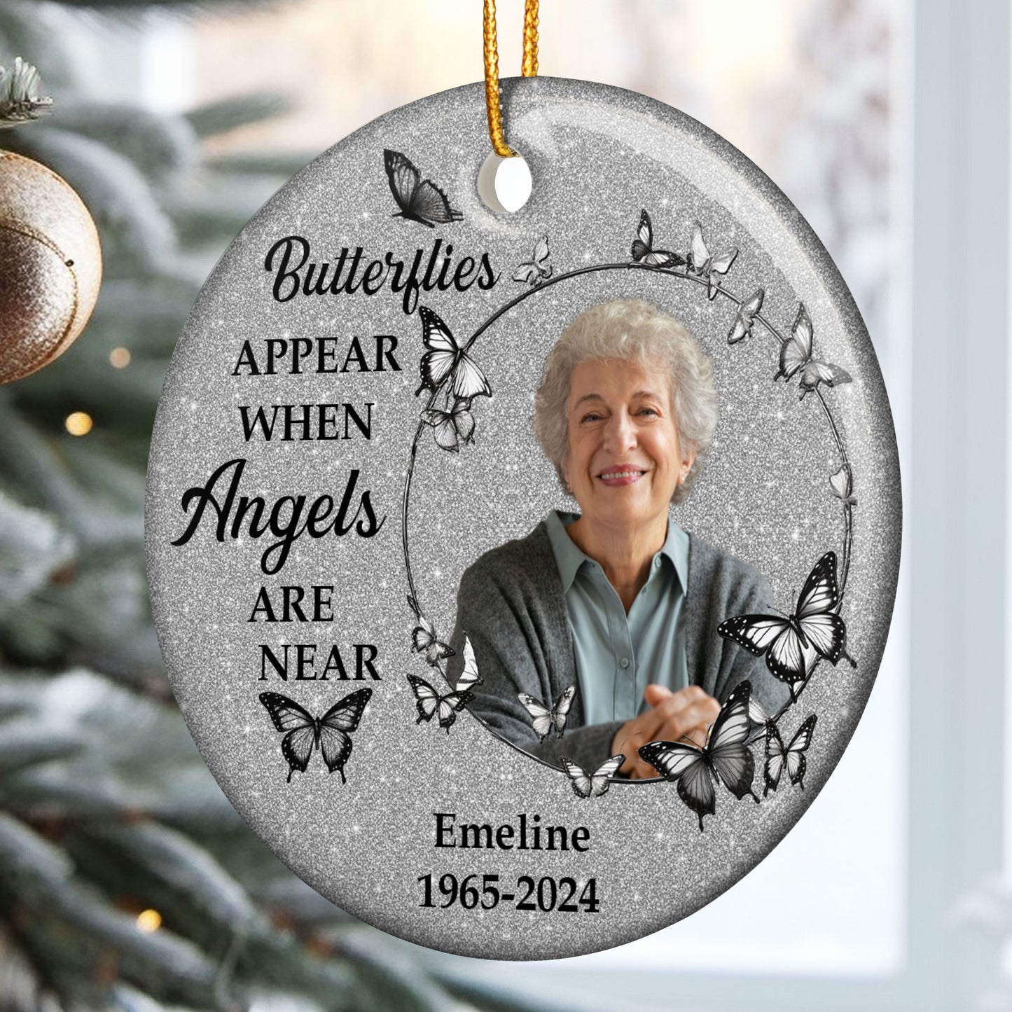 Butterflies Appear When Angels Are Near - Personalized Ceramic Photo Ornament