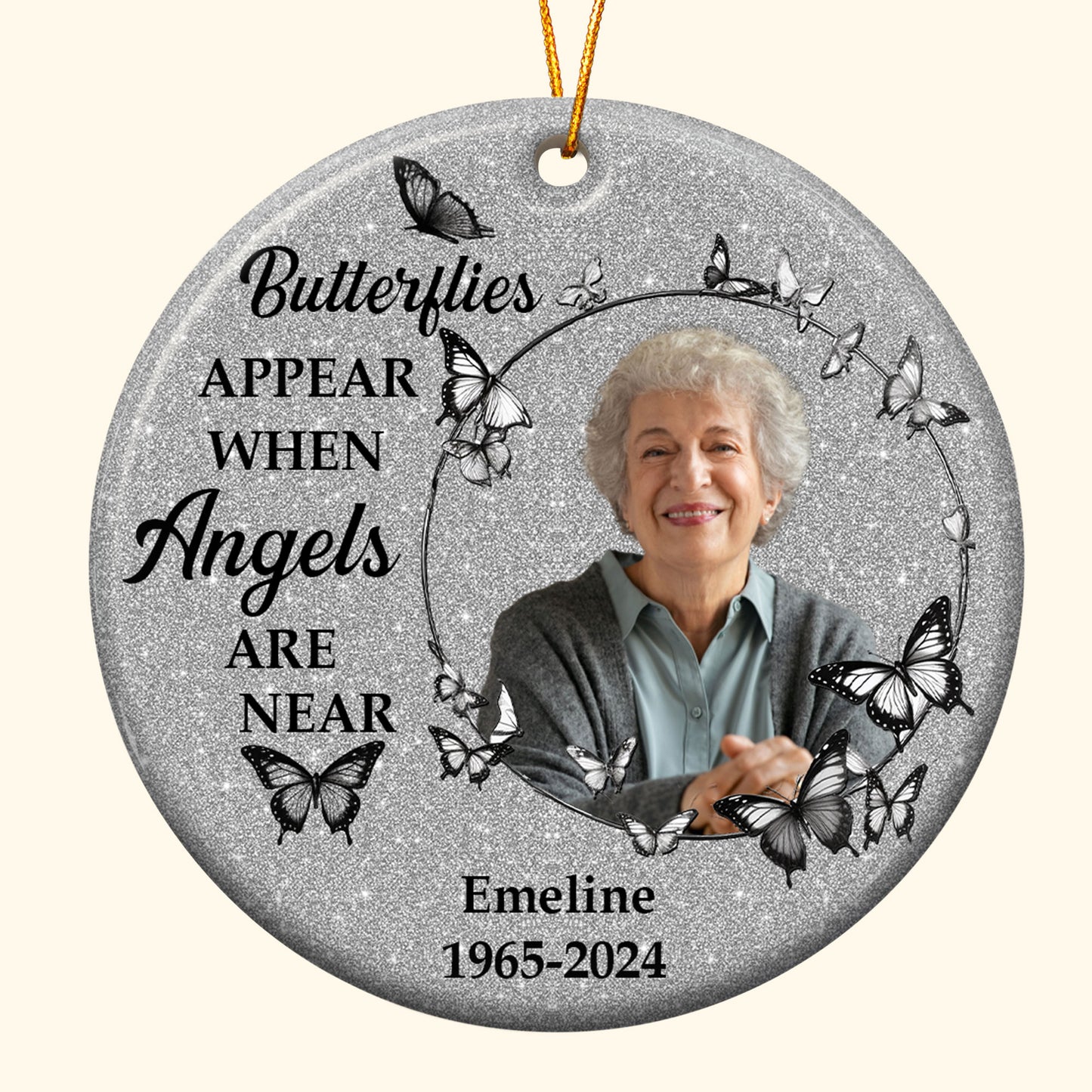 Butterflies Appear When Angels Are Near - Personalized Ceramic Photo Ornament