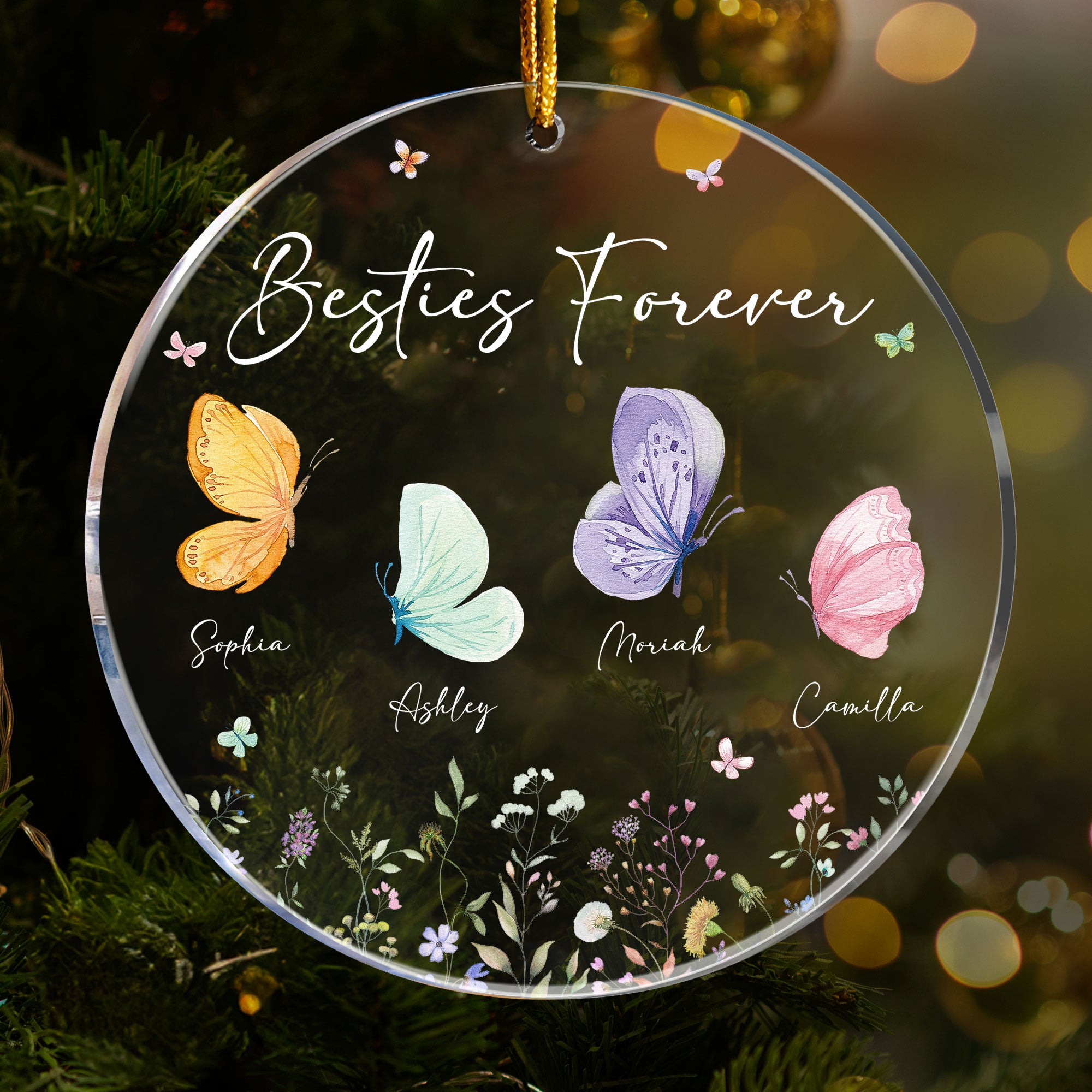 Butterfly - Besties Forever - Personalized Acrylic Ornament