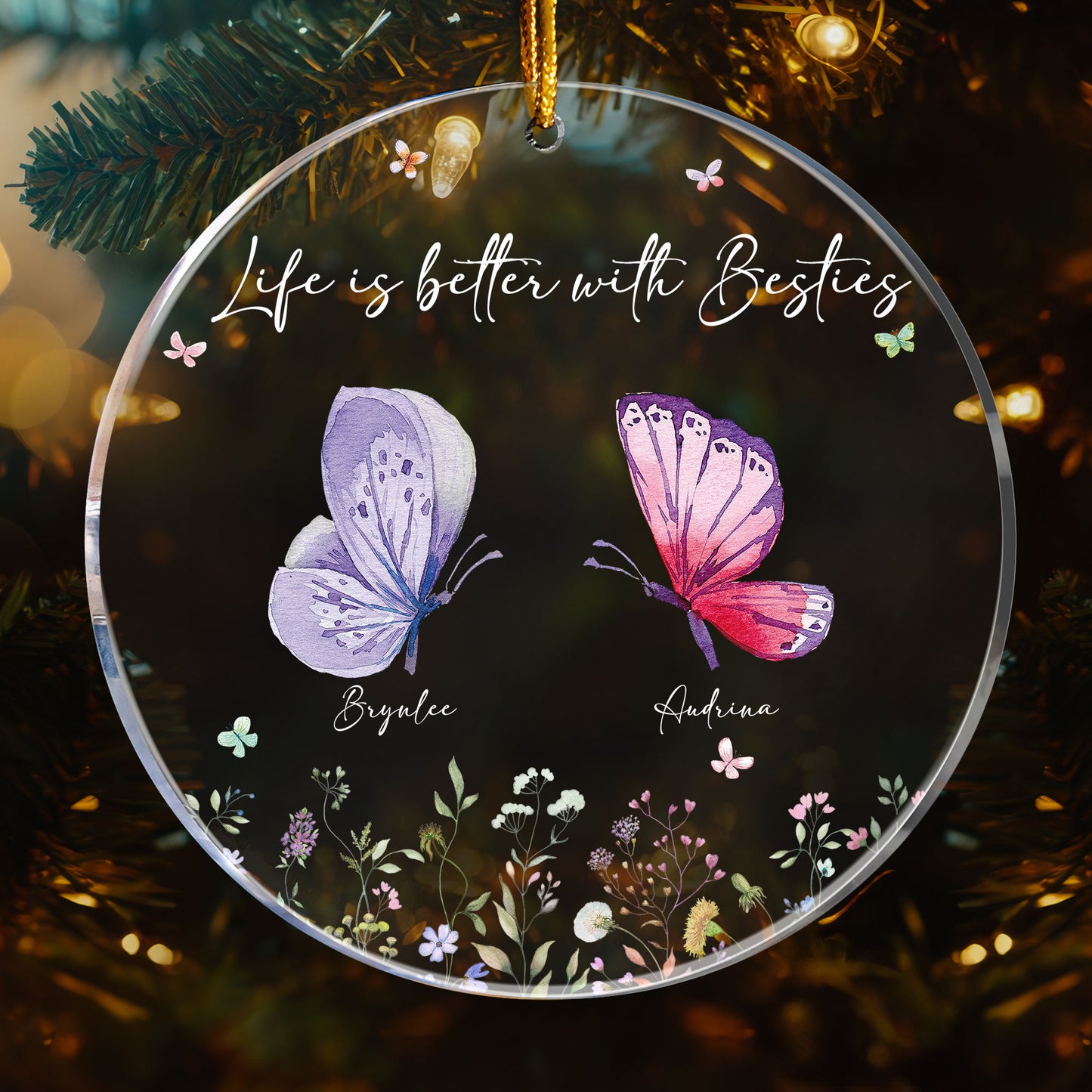 Butterfly - Besties Forever - Personalized Acrylic Ornament