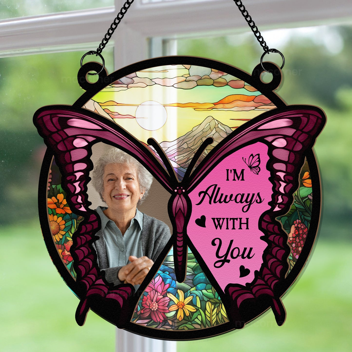 Butterfly I'm Always With You - Personalized Window Hanging Suncatcher Photo Ornament