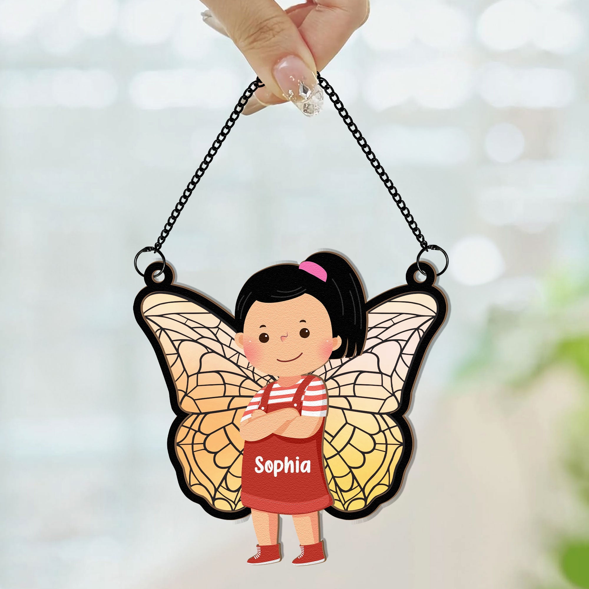 Butterfly Kids - Personalized Window Hanging Suncatcher Ornament