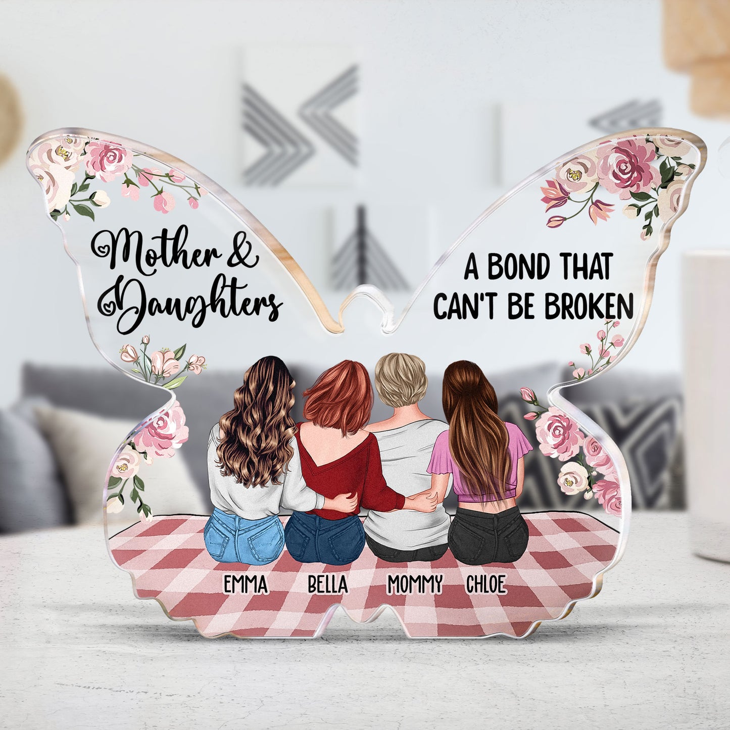 Butterfly Plaque Mother & Daughters Unbreakable Bond - Personalized Acrylic Plaque