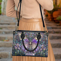 Butterfly Stained Glass Style - Personalized Leather Bag