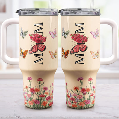 Butterfly Birth Flower Gift For Mom, Wife - Personalized 40oz Tumbler