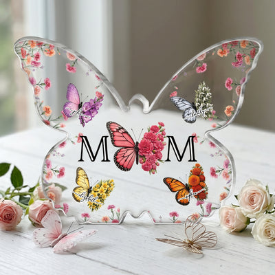 Butterfly Birth Flower Gift For Mom, Wife - Personalized Acrylic Plaque