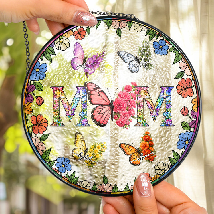 Butterfly-Birth-Flower-Gift-For-Mom,-Wife-Personalized-Window-Hanging-Suncatcher-2