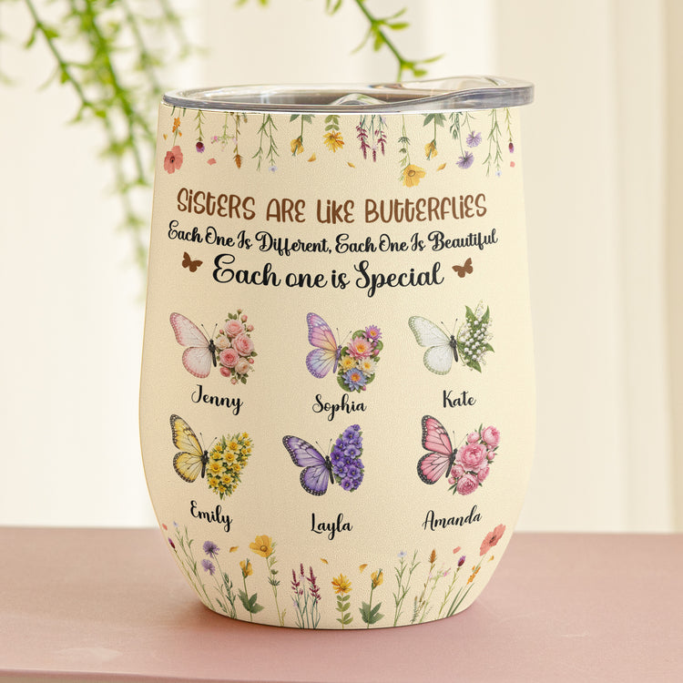 Butterfly-Birth-Flower-Sisters-Are-Like-Butterflies-Personalized-Wine-Tumbler-1