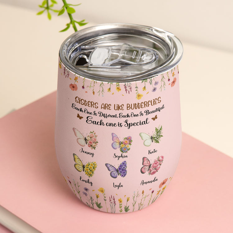 Butterfly-Birth-Flower-Sisters-Are-Like-Butterflies-Personalized-Wine-Tumbler-4