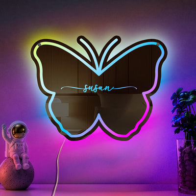 Butterfly Gift For Her Home Room Decor - Personalized Led Mirror