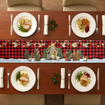 O Holy Night Nativity Scene Buffalo Plaid Christmas Dining Table Decoration - Table Runner