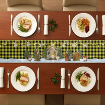 O Holy Night Nativity Scene Buffalo Plaid Christmas Dining Table Decoration - Table Runner