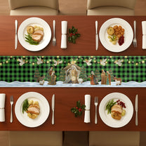 O Holy Night Nativity Scene Buffalo Plaid Christmas Dining Table Decoration - Table Runner