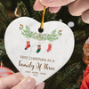 First Christmas As A Family Of Three - Personalized Heart Shaped Ceramic Ornament