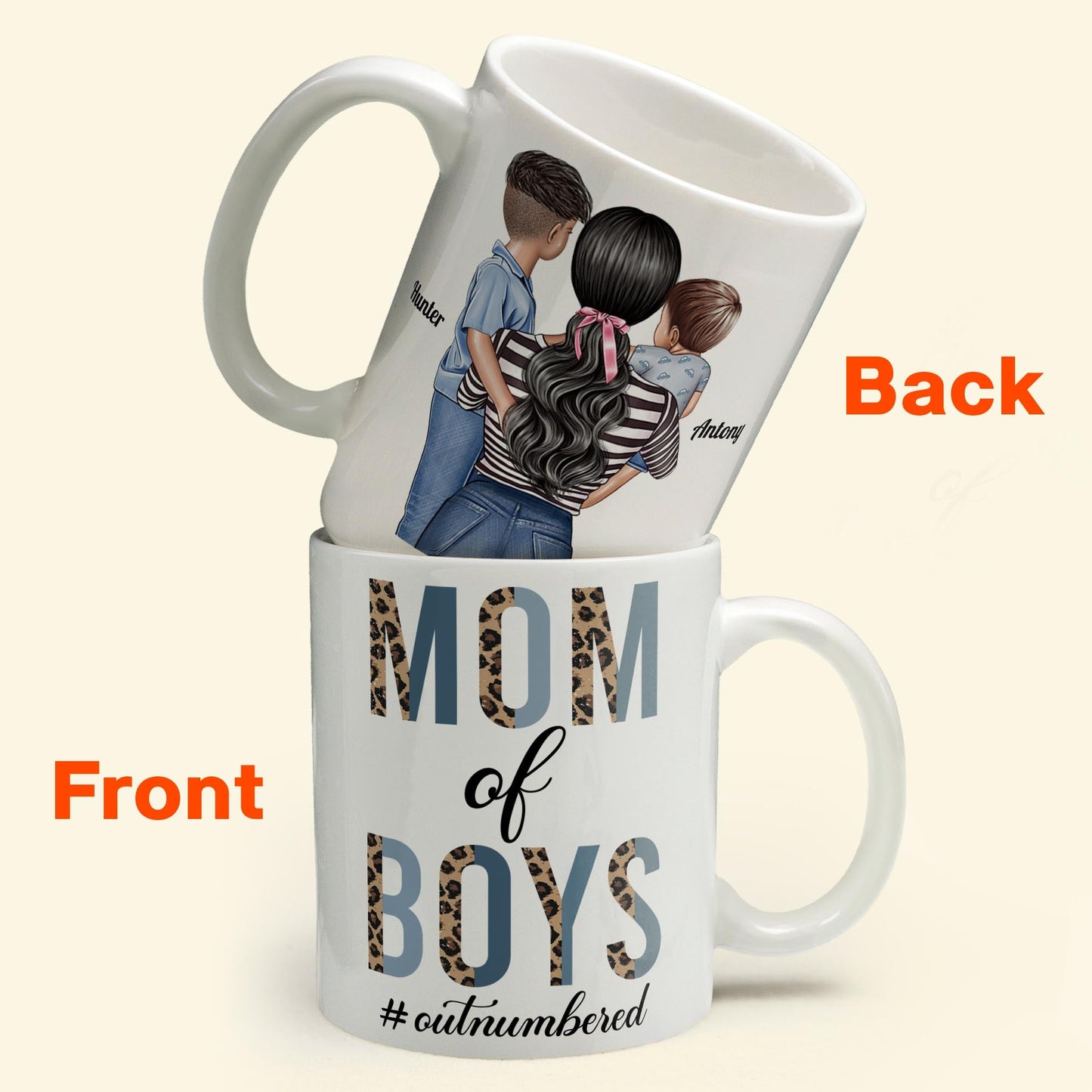 Mom Of Boys Outnumbered - Personalized Mug