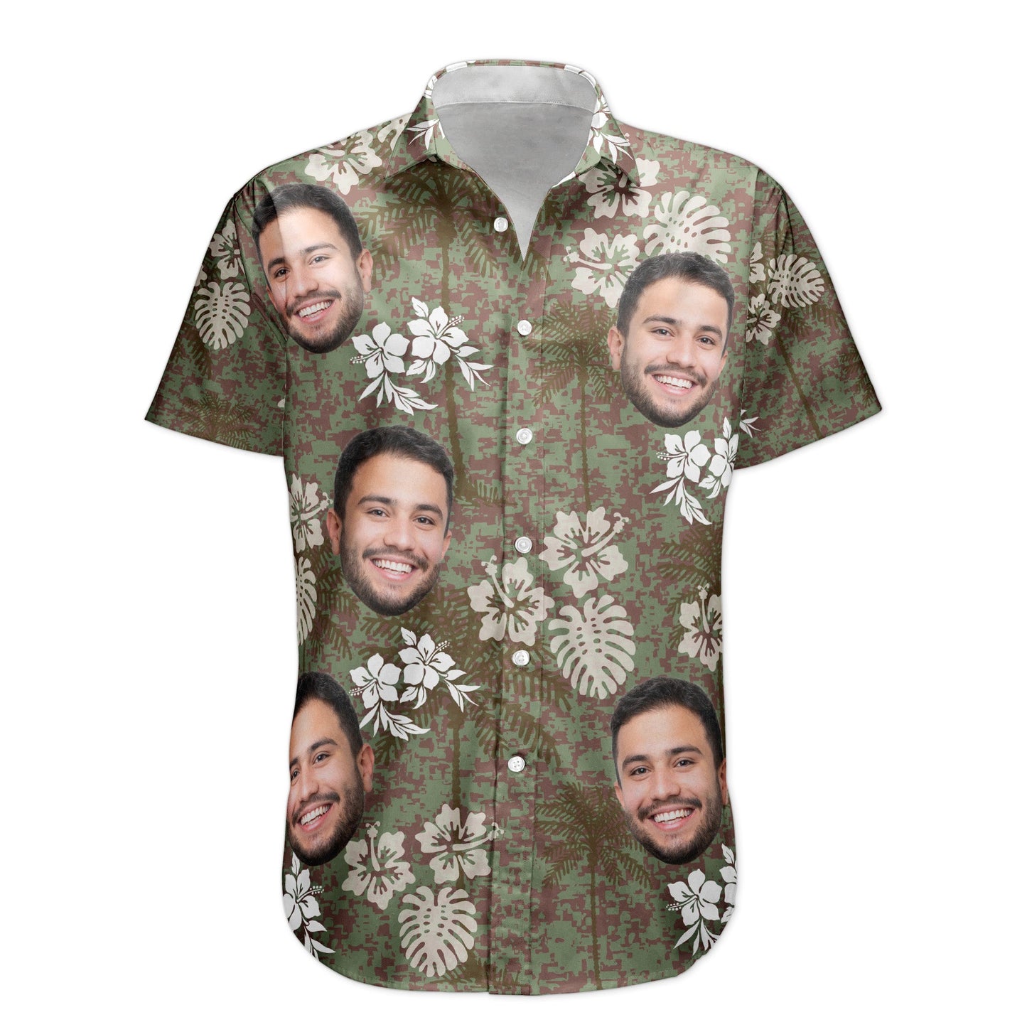 Camo Tropical Beach Pattern Hawaii Aloha Shirts - Custom Photo Hawaiian Shirts