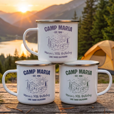 Camp Birthday Custom Milestone Birthday Camping Trip Party Favors - Personalized Mugs