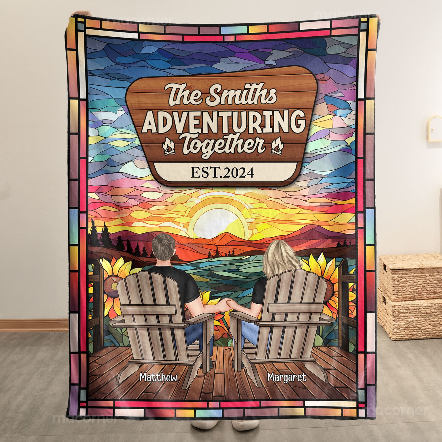 Camping Couple Adventuring Together - Personalized Blanket