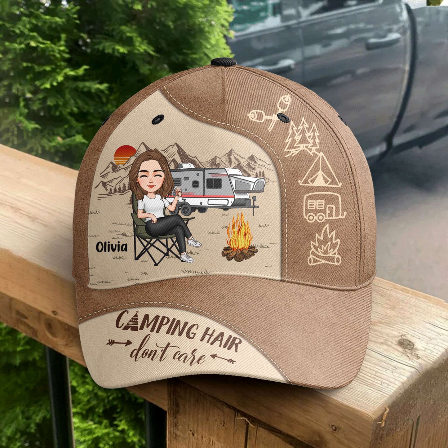 Camping Hair Don't Care - New Version - Personalized Classic Cap