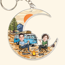 Camping On The Moon - Personalized Acrylic Photo Keychain