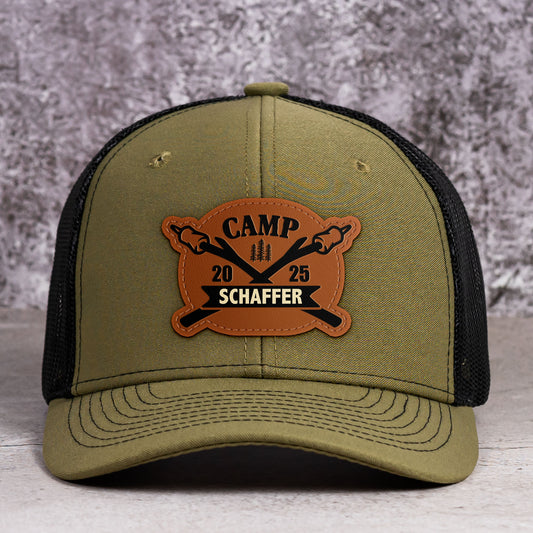 Camping Road Trip - Personalized Leather Patch Hat