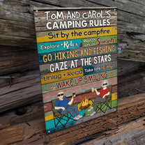 Camping Rules - Personalized Metal Sign - Birthday, Funny  Gift For Family, Camping Lovers