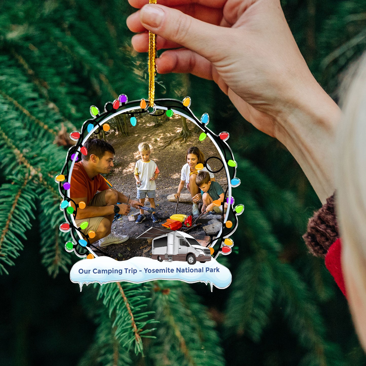 Campsite - Personalized Acrylic Photo Ornament