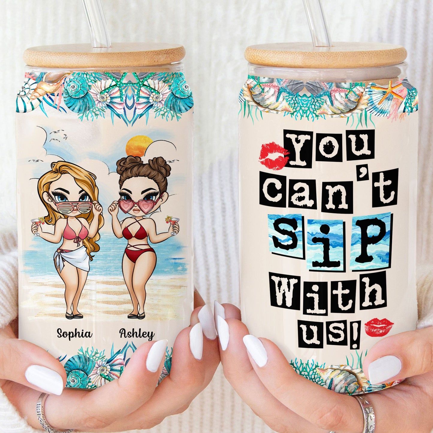 Can't Sip With Us - Personalized Clear Glass Cup