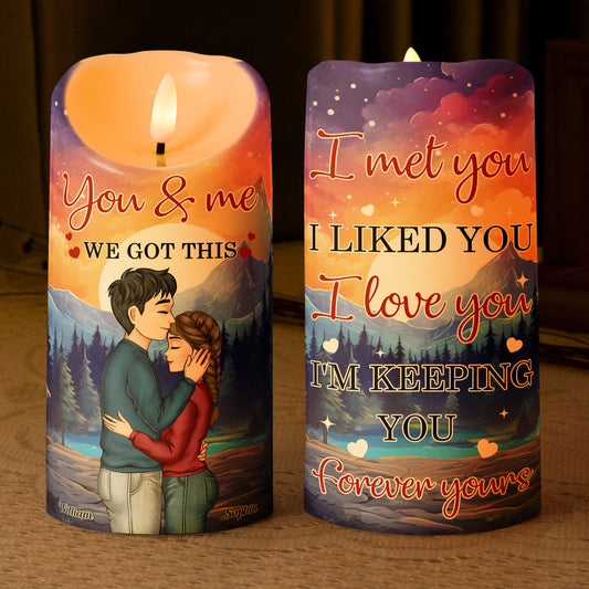 Candle Couple I Met You I Liked You I Love You - Personalized LED Candle