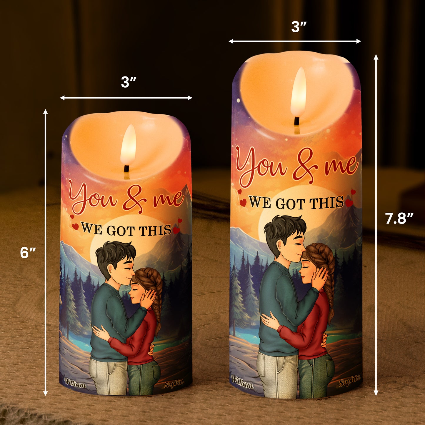 Candle Couple I Met You I Liked You I Love You - Personalized LED Candle