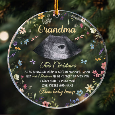 Can't Wait To Meet You Baby Bump - Personalized Acrylic Photo Ornament