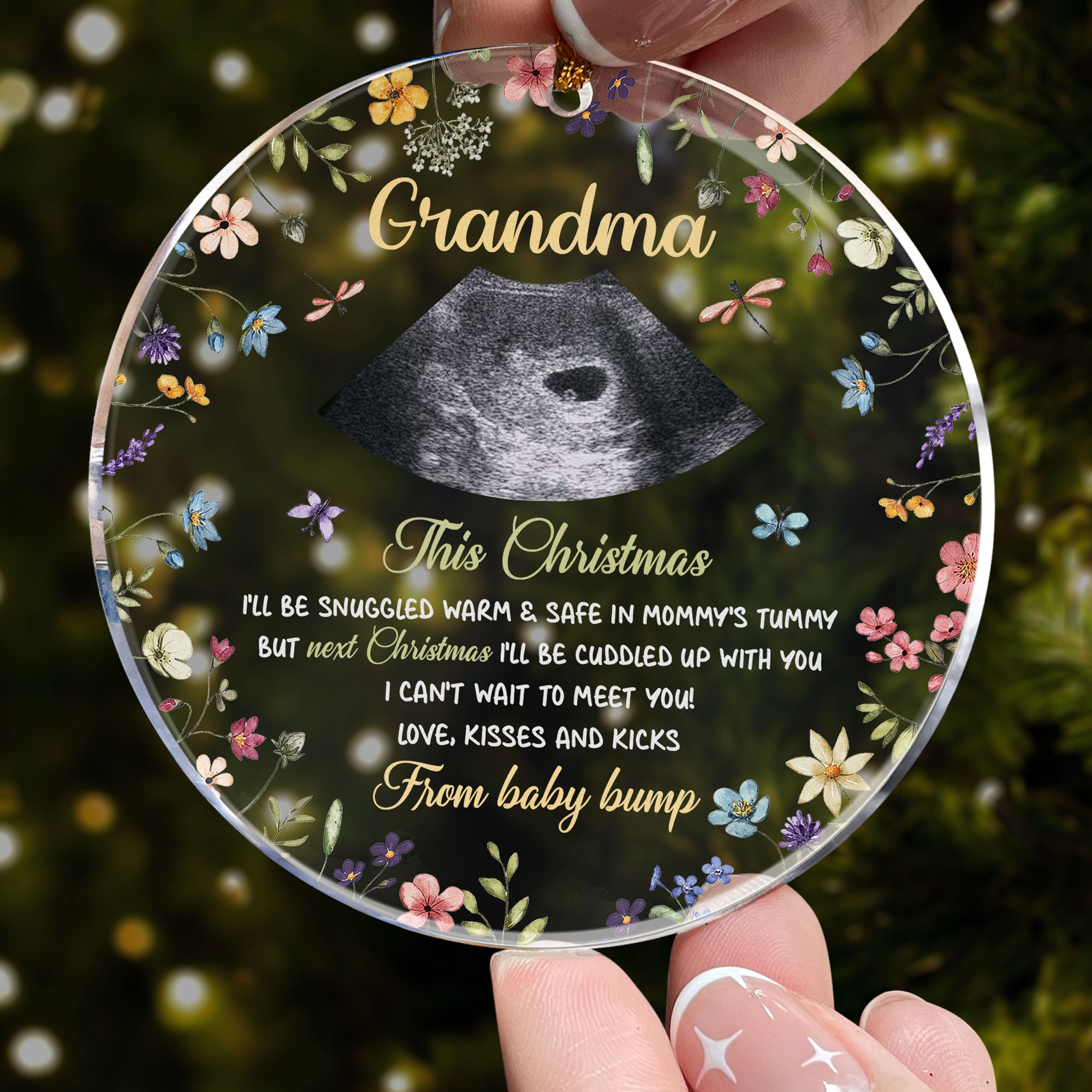 Can't Wait To Meet You Baby Bump - Personalized Acrylic Photo Ornament