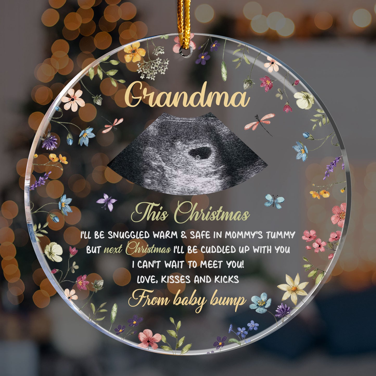 Can't Wait To Meet You Baby Bump - Personalized Acrylic Photo Ornament