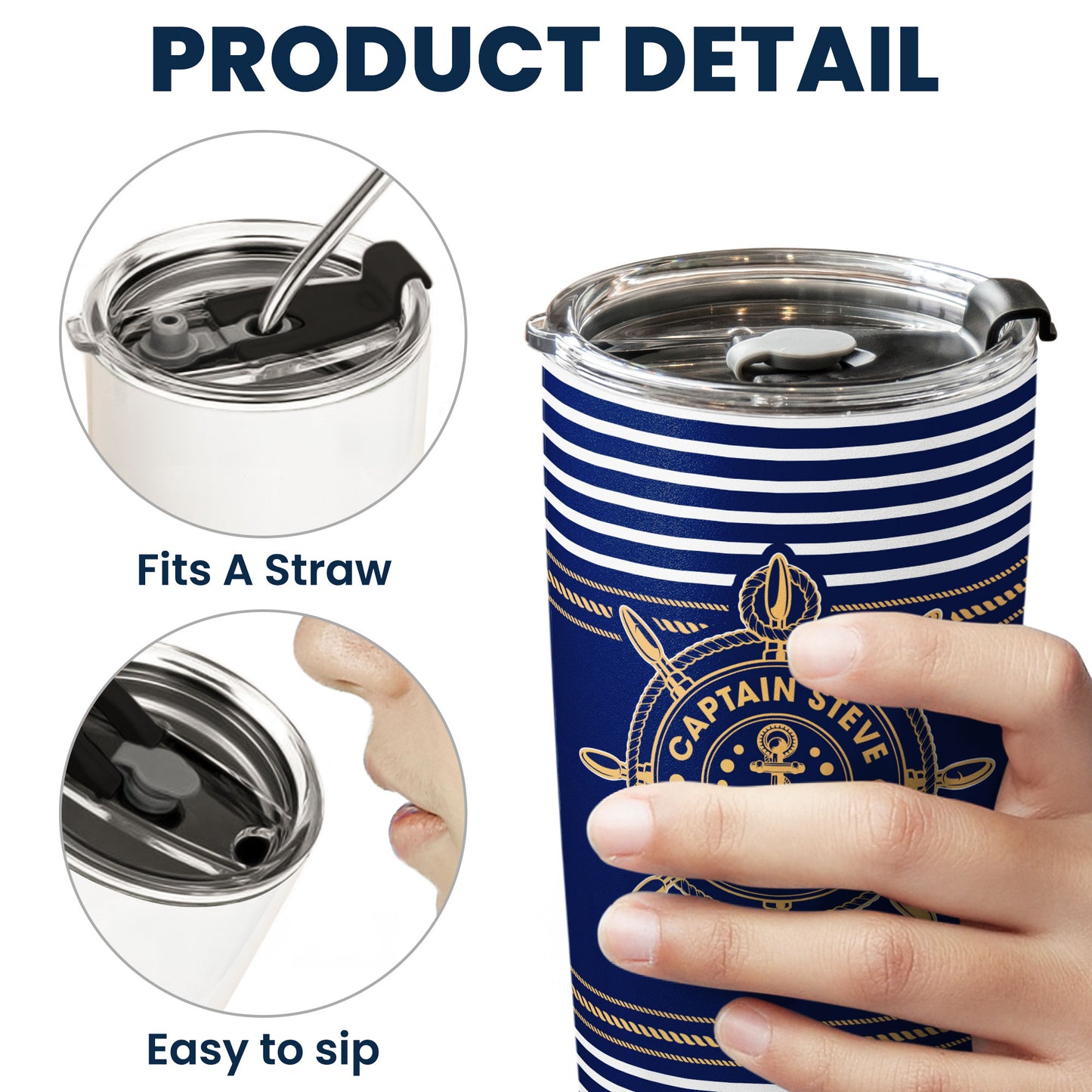 Captain, First Mate, Boat Name - Personalized Tumbler Cup