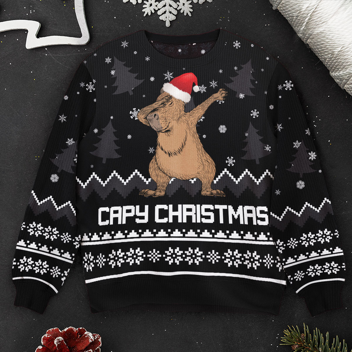 Capybara Capy Christmas - Personalized Ugly Sweater