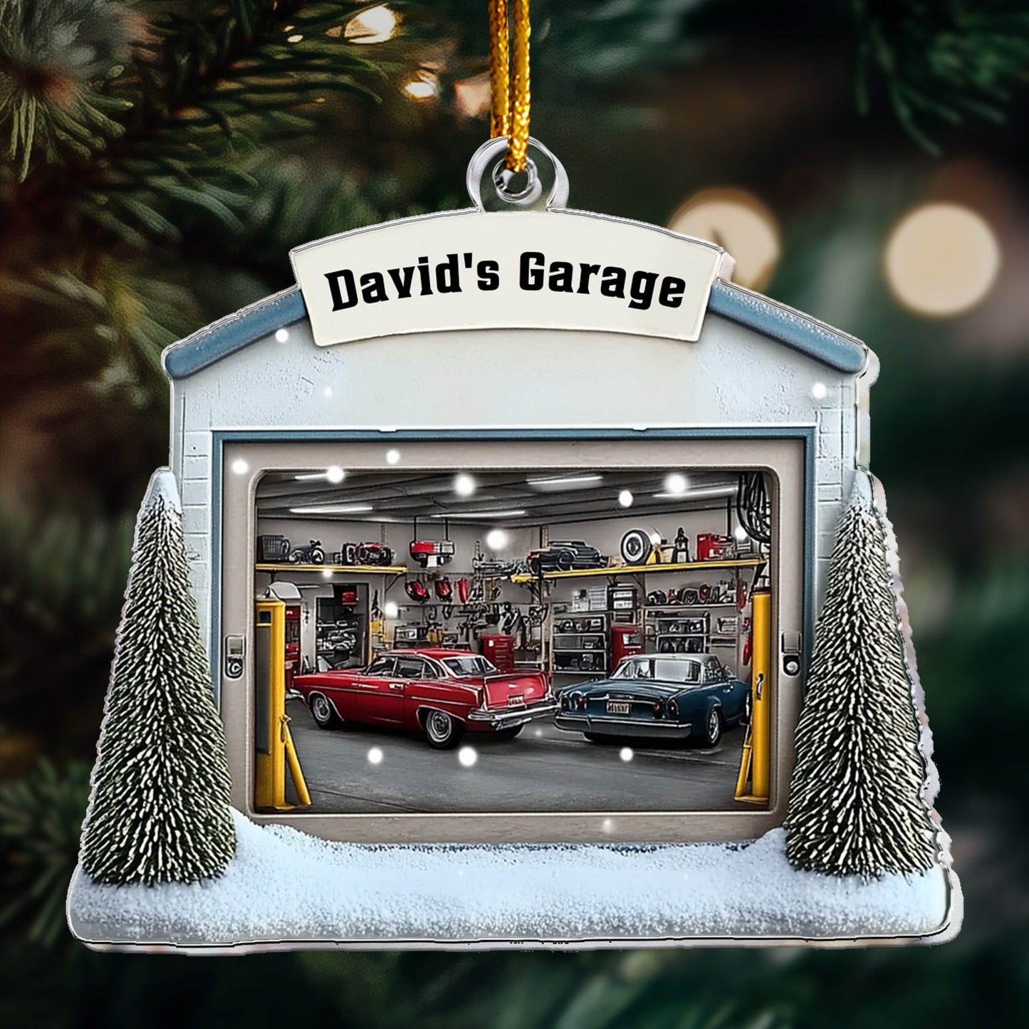 Car Garage Ornament - Mechanic, Repair Shop Christmas Ornament - Personalized Acrylic Ornament