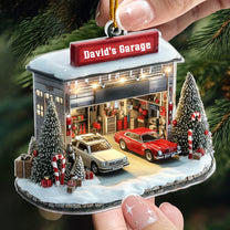 Car Garage Ornament - Mechanic, Repair Shop Christmas Ornament - Personalized Acrylic Ornament