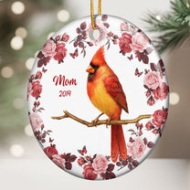 Cardinal Floral Frame Memorial - Personalized Ceramic Ornament