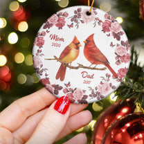 Cardinal Floral Frame Memorial - Personalized Ceramic Ornament