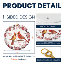 Cardinal Floral Frame Memorial - Personalized Ceramic Ornament