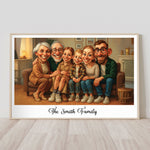 Caricature Wall Art For Family, Siblings, Sisters - Cartoon Your Photo - Personalized Photo Poster