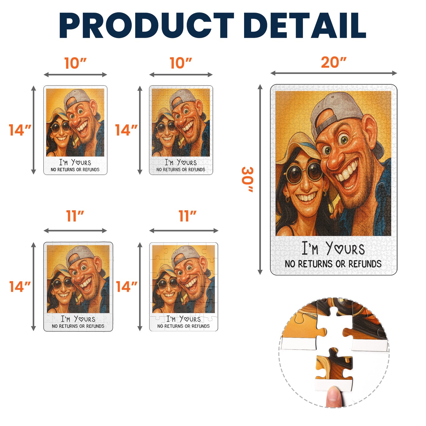 Caricature Wall Art For Funny Couples - Custom Cartoon Drawing From Photo - Personalized Jigsaw Puzzle