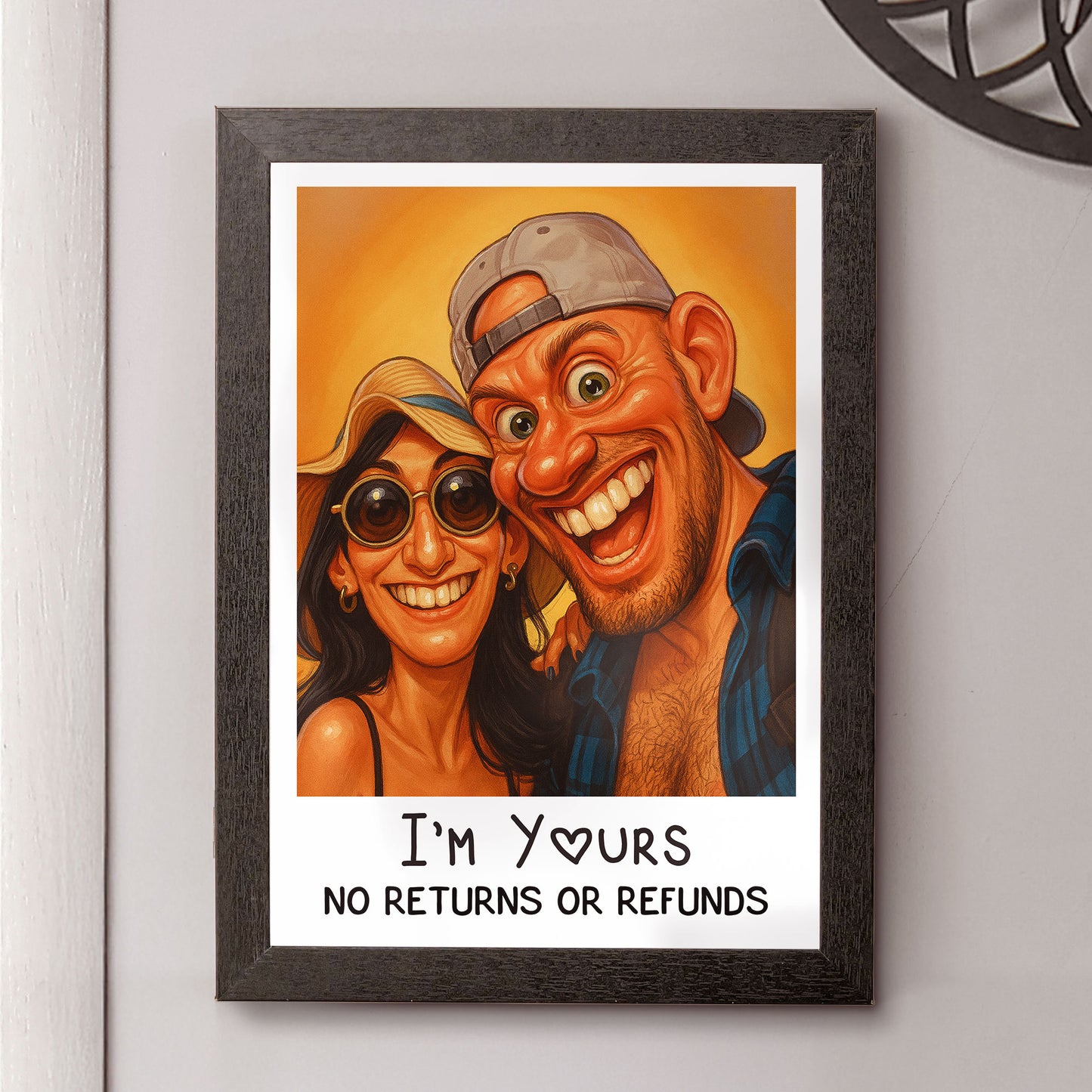 Caricature Wall Art For Funny Couples From Photo - Personalized Hidden Key Holder Photo Frame