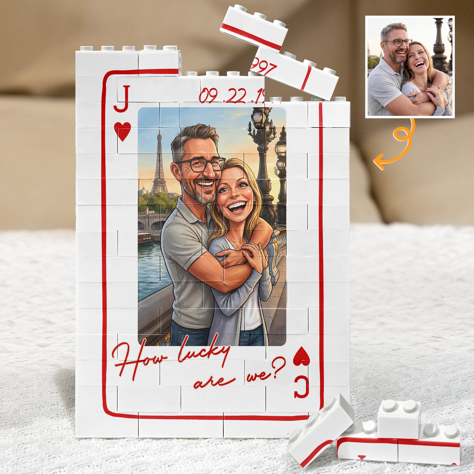 Caricature-Your-Photo-Gift-For-Funny-Couples,-Anniversary-Gift-King-&-Queen-How-Lucky-We-Are-Personalized-Building-Blocks-1